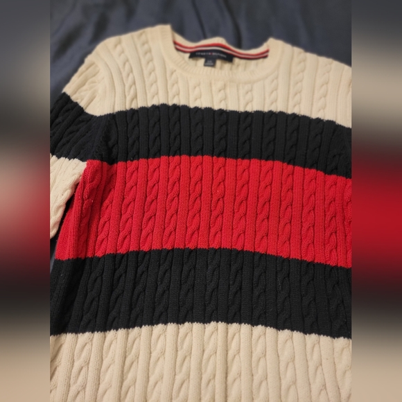 Tommy Hilfiger Womens Cable Knit Colorblock  Crewneck Sweater Size Large - Picture 2 of 7